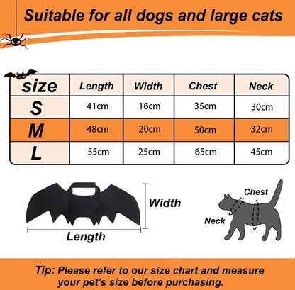 Dog Costume - Dog Halloween Costume With Pumpkin Bell - Clothing For Dogs - Cat Clothing - Funny Dog Suit - Halloween Bat Wings - Halloween Rug For Dog Or Cat - Size M - Animal Clothing - Halloween