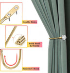 Curtain Tiebacks - 4-Piece Curtain Holders - High Quality - Curtain Tieback Hook - Tiebacks for Curtains - Curtain Bracket - Curtain Tie - For Curtains - Curtain Accessories - Drilling & Installation - Robust and Durable - Gold