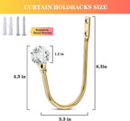 Curtain Tiebacks - 4-Piece Curtain Holders - High Quality - Curtain Tieback Hook - Tiebacks for Curtains - Curtain Bracket - Curtain Tie - For Curtains - Curtain Accessories - Drilling & Installation - Robust and Durable - Gold