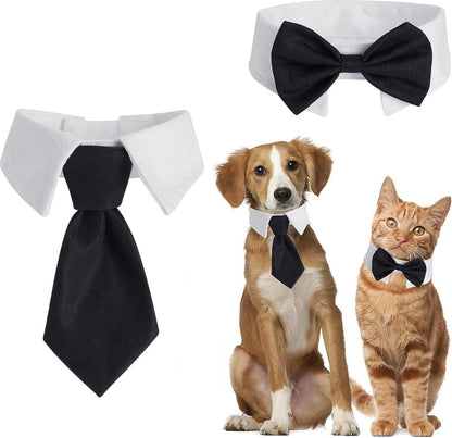 - Animal Costume Set - Luxury Tie and Bow Tie for Animals - Suitable for Dachshunds to Border Collies - Adjustable - Tie for Dog - Cat Clothing - Bow Tie for Dog - Dog Bow Tie - Dog Toy - Christmas Dog Bow Tie - Christmas Rug - Gift