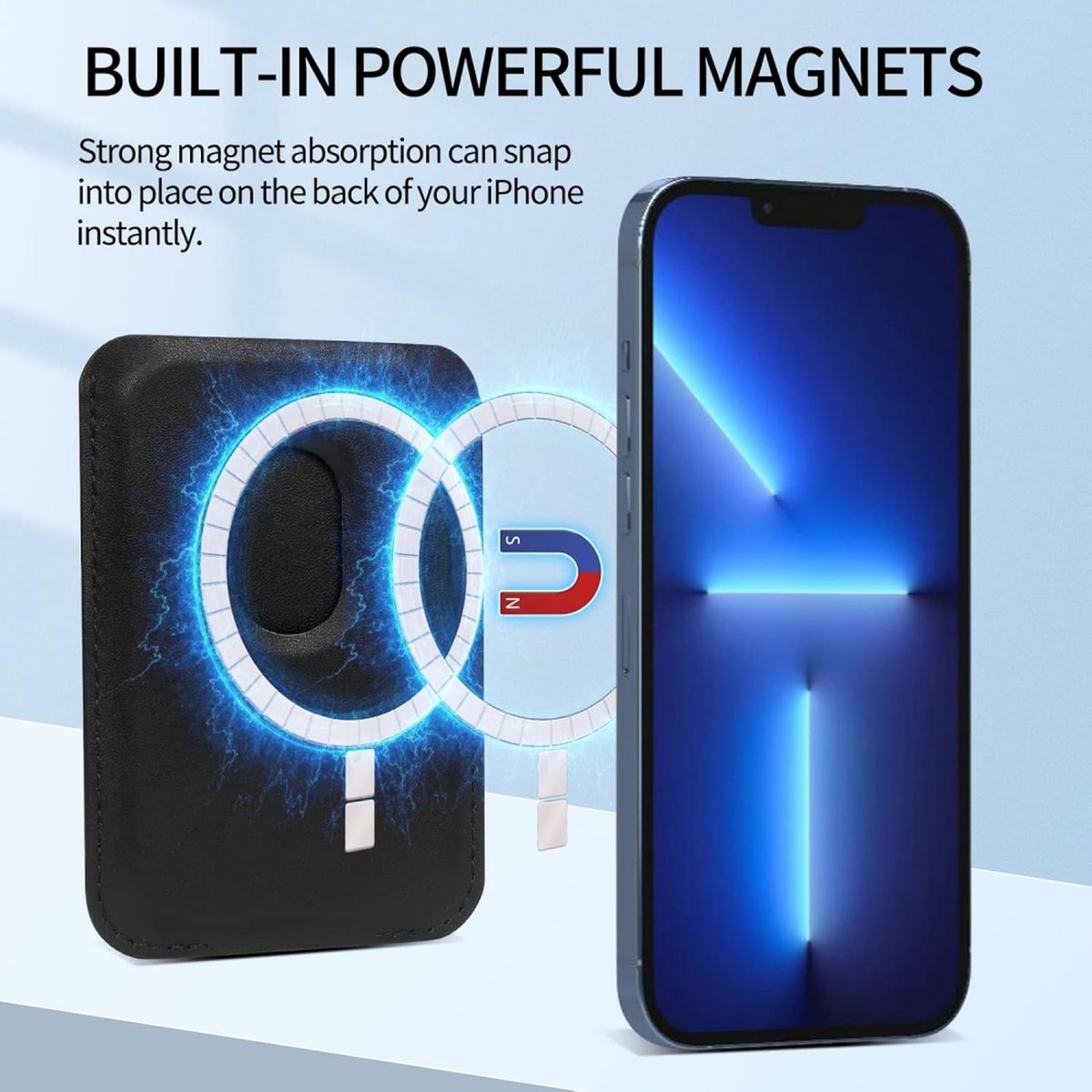 Wallet Stand - Strong Magnetic Card Holder - Suitable for MagSafe - 2-Card Wallet - Ultra-Thin - Foldable - Card Holder for Men & Women - Card Holder - Credit Card Holder - Magnetic Closure - Stand Function - Stand - Black