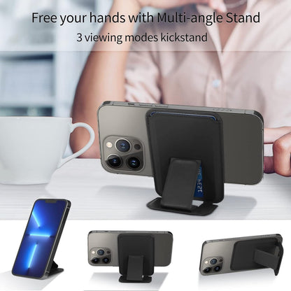 Wallet Stand - Strong Magnetic Card Holder - Suitable for MagSafe - 2-Card Wallet - Ultra-Thin - Foldable - Card Holder for Men & Women - Card Holder - Credit Card Holder - Magnetic Closure - Stand Function - Stand - Black