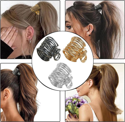 Hair Clips - 3 Pieces - Non-Slip Clips - Hair Clamp - Hairpin - Hairpins - Anti-Slip Clips - Girls' Hair Accessories - High Ponytail Clips - Decorative Hair Accessories for Ladies - For Women and Girls - Gold/Silver/Black