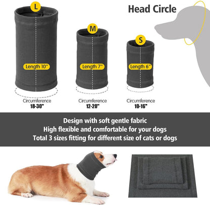 Dog Ear Protector - Dog Ear Protection - Noise-Dampening Dog Headband - Noise-Resistant Dog Neck Collar - Ear Protection For Dogs - Dog Ear Protector - Comfortable - Soothing - Soft - Anxiety Relief Noise Protection - Size M - Grey