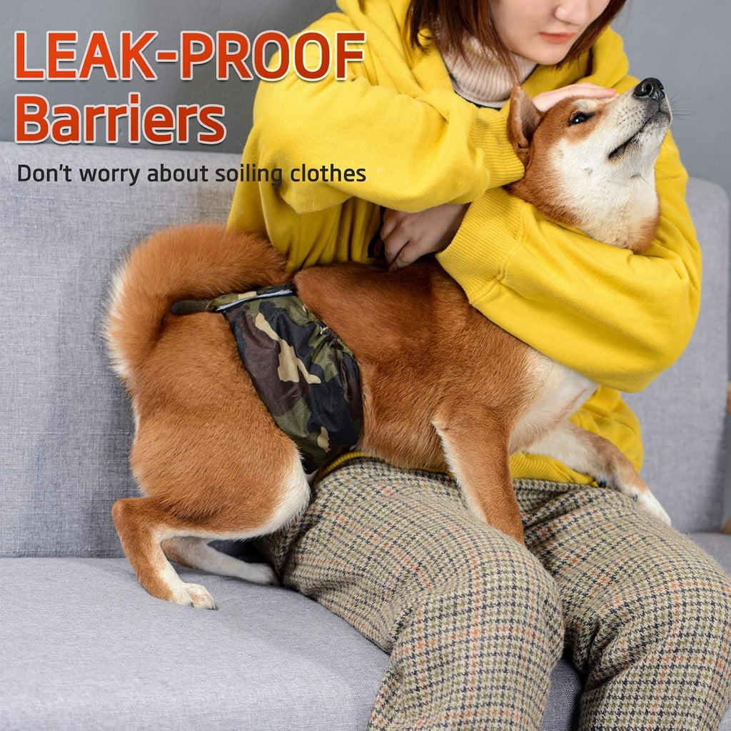 Dog Heat Pants - 3 Pieces - Dog Pants - Dog Diaper - Size L - Super Absorbent - Washable - Reusable - Prevents Unwanted Pregnancies in Female Dogs - Eco-Friendly - Perfect Fit - For Incontinence and Heat
