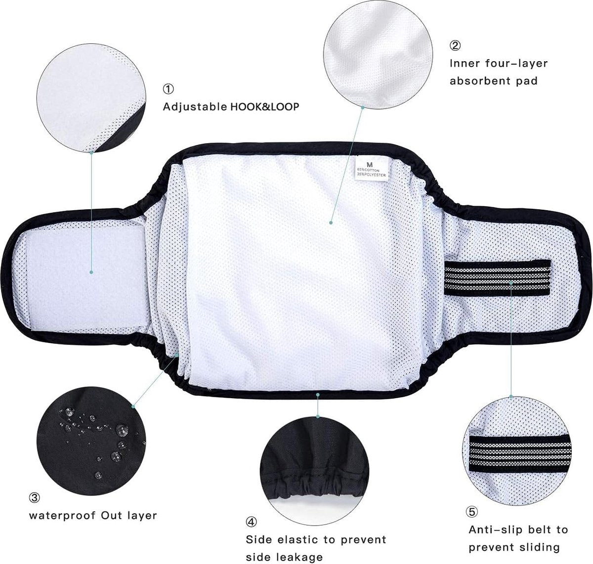 Dog Heat Pants - 3 Pieces - Dog Pants - Dog Diaper - Size L - Super Absorbent - Washable - Reusable - Prevents Unwanted Pregnancies in Female Dogs - Eco-Friendly - Perfect Fit - For Incontinence and Heat