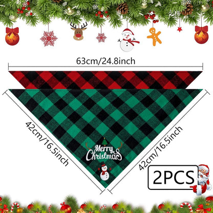 Christmas Dog Bandana - Neck Scarf For Your Pet Bandana Dog Dog Cat - Triangular Cloth - For Small, Medium And Large Puppies - Adjustable Bandana - Red/Green