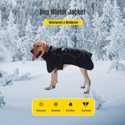 Dog Coat - Warm Coat for Dogs - Reflective Dog Coat with Fur Collar - Back Length 40cm - Dog Weight 8-11kg - Dog Winter Coat - Windproof Coat for Dogs - With Soft Fleece Lining - Dog Clothing - Pet Clothing - Dog - Black - Size XS