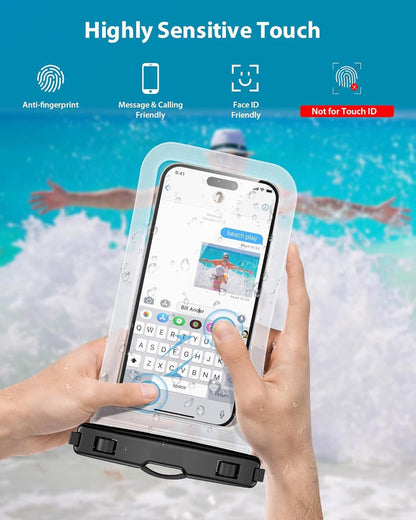 Waterproof Phone Cases - 2-Piece - Professional Dry Bag - Premium Quality Waterproof Phone Pouch - Underwater Case - for Vacation / Touring / Swimming - for Smartphones / Passport / Payment Cards - IPX8 Waterproof - Black