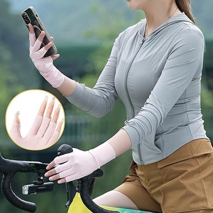 4 pairs - Gloves - Half-finger gloves - women's UV-protective half-finger gloves - summer hand protection gloves - fingerless gloves with sun protection - pink, white, grey and purple - 23 cm