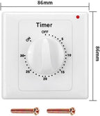 Countdown Switch - 30 minutes - Countdown timer switch - Mechanical countdown timer socket - time switch - timer light switch - with timer - timer socket - for bathroom extractor fan, garage, laundry room, storage room or spa - white