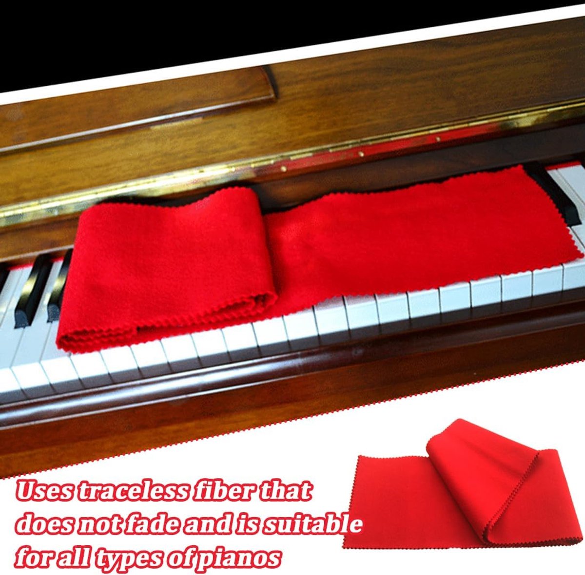 Piano Keyboard Dust Cover - Keyboard Protective Cover - Piano Dust Cover - Suitable for 88 Keys - Universal - Piano Protector - for Digital Electric Piano - for Electronic Keyboard, Digital Piano - Red