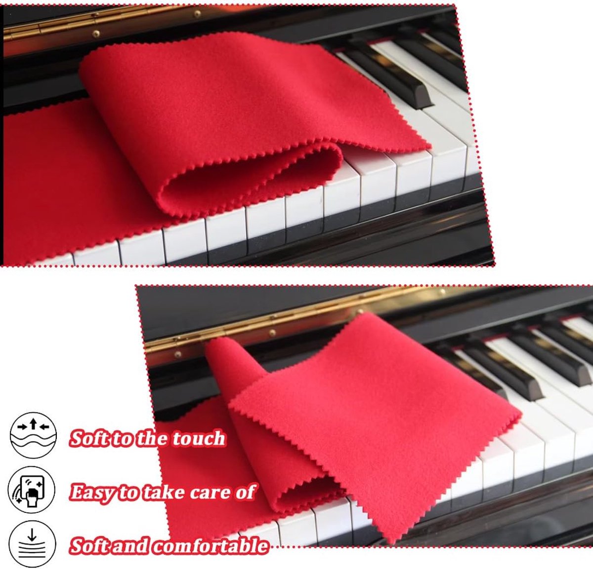 Piano Keyboard Dust Cover - Keyboard Protective Cover - Piano Dust Cover - Suitable for 88 Keys - Universal - Piano Protector - for Digital Electric Piano - for Electronic Keyboard, Digital Piano - Red