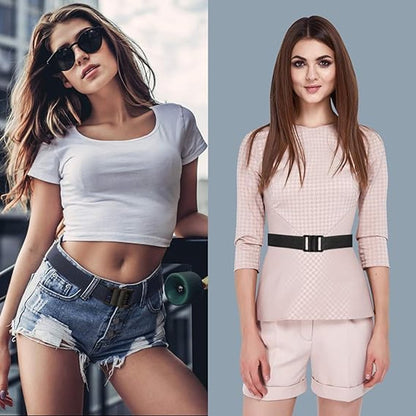 Elastic trouser belt - 3 Pieces - Elastic belt - women's belt - Adjustable Elastic - Trouser belt - Stretch Belts - stretchable belt - trouser belt - Non-slip Waist belt For Men and Women - For Jeans, Trousers and Dresses - Black, Grey, Brown