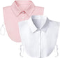 2 pieces - Women's Shirt Collar - Shirt Collar - Detachable Collar - Small Shirt Collar - Faux Detachable Collar - Detachable Pointed Collar - Small Collar - Pointed Collar - Shirt Replacement - Blouse - Adjustable - One Size - White, Pink