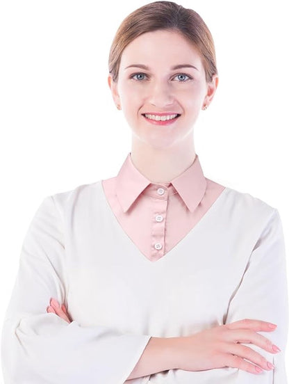 2 pieces - Women's Shirt Collar - Shirt Collar - Detachable Collar - Small Shirt Collar - Faux Detachable Collar - Detachable Pointed Collar - Small Collar - Pointed Collar - Shirt Replacement - Blouse - Adjustable - One Size - White, Pink