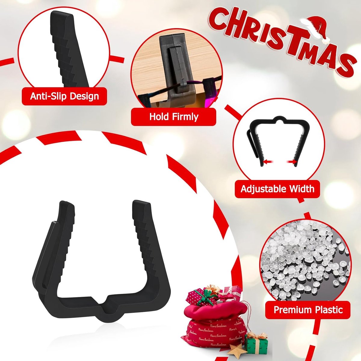 50 pieces - Christmas lighting Gutter hooks - light clips - plastic Light clip - roof edge clamps - Christmas decoration hooks - Festive lighting clamps - Outdoor roof hooks - Clips - for Christmas decoration panels, gutters, fences and roof edge decorati