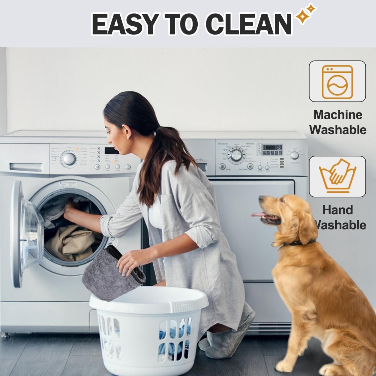 Dog bathrobe - Pet bath towel - Bathrobes for pets - Dog drying coat Bath towel - Dog towel - super absorbent dog towel - with Velcro - adjustable - for large, medium, small dogs - chest circumference 85 cm - grey - M