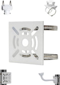 Security camera bracket - Camera bracket - Security bracket - with 2 rings - universal metal bracket - Vertical pole adapter - For security cameras - Sturdy metal bracket - Flat pole bracket - sturdy and durable - White