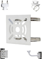 Security camera bracket - Camera bracket - Security bracket - with 2 rings - universal metal bracket - Vertical pole adapter - For security cameras - Sturdy metal bracket - Flat pole bracket - sturdy and durable - White