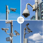 Security camera bracket - Camera bracket - Security bracket - with 2 rings - universal metal bracket - Vertical pole adapter - For security cameras - Sturdy metal bracket - Flat pole bracket - sturdy and durable - White