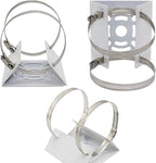 Security camera bracket - Camera bracket - Security bracket - with 2 rings - universal metal bracket - Vertical pole adapter - For security cameras - Sturdy metal bracket - Flat pole bracket - sturdy and durable - White