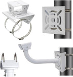 Security camera bracket - Camera bracket - Security bracket - with 2 rings - universal metal bracket - Vertical pole adapter - For security cameras - Sturdy metal bracket - Flat pole bracket - sturdy and durable - White