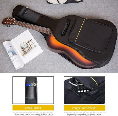 Classic guitar case - Acoustic guitar case - Backpack with exterior pocket and handles - Guitar backpack - Guitar case - Padded - Waterproof - For electric guitars - Black