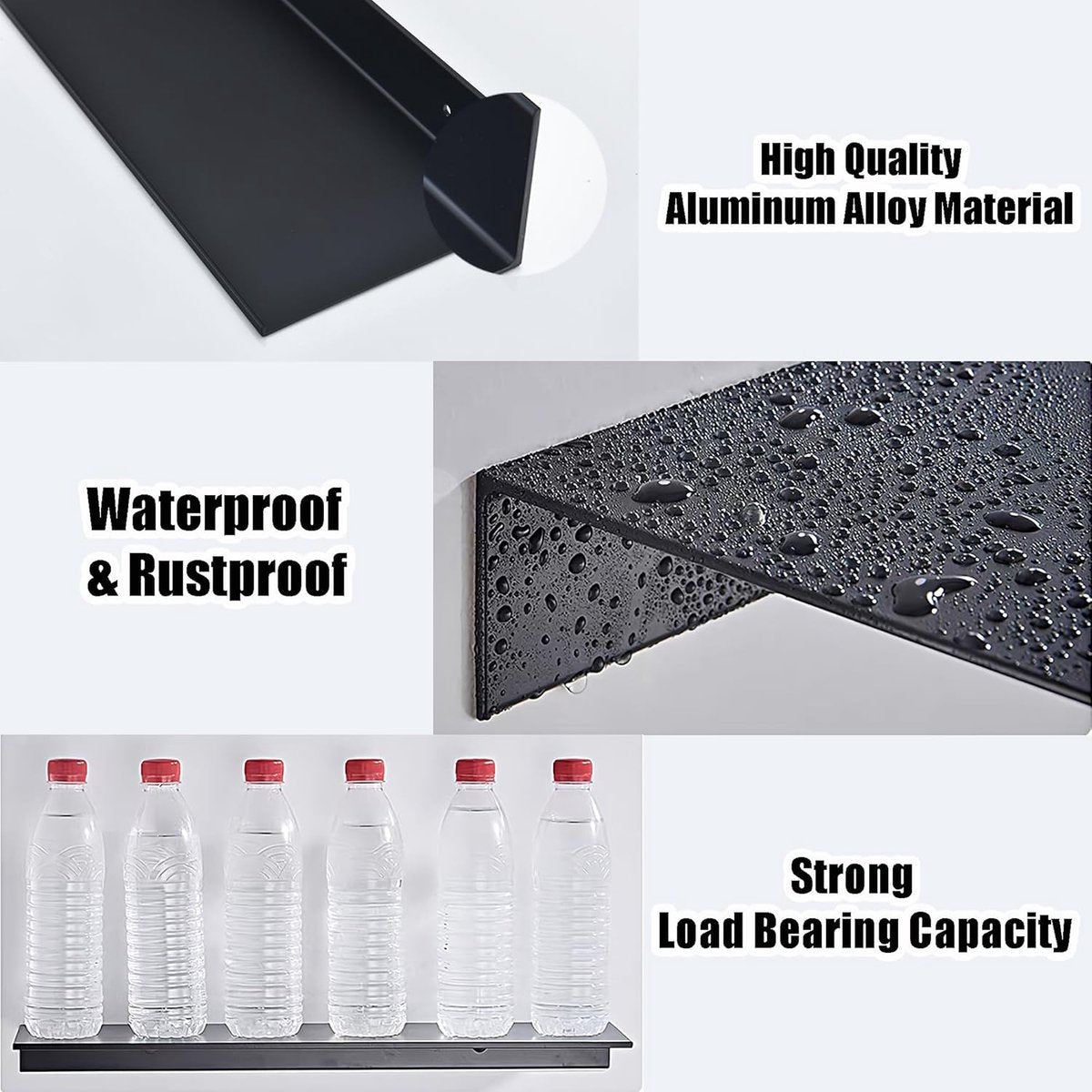 30*12*4 cm - Wall-mounted rack - Bathroom Shelves - Metal shelves - waterproof - small floating metal shelves - wall shelf - for bathroom, living room, bedroom, kitchen - with screws - black