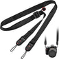 Camera Strap Compact - Wrist Strap for DSLR Camera - Neck Strap Band - Belt - Shoulder Strap - Camera Strap Set - Carrying Strap - Adjustable Length - Suitable for Canon, Nikon, Sony DSLR - Black