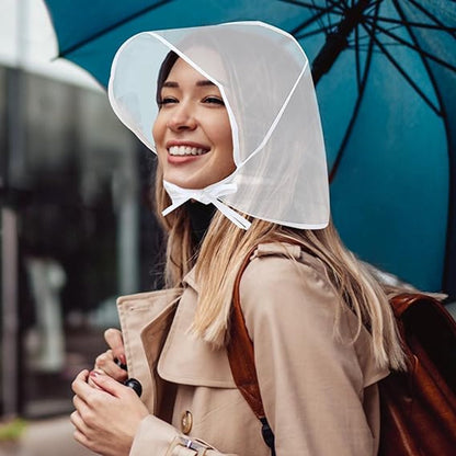 6 pieces - Rain hat - transparent waterproof rain cap - with plastic brim - transparent plastic cover - waterproof cover - protective hood - rain caps for outdoor activities - reusable - rain hat for women - 115*33cm - white