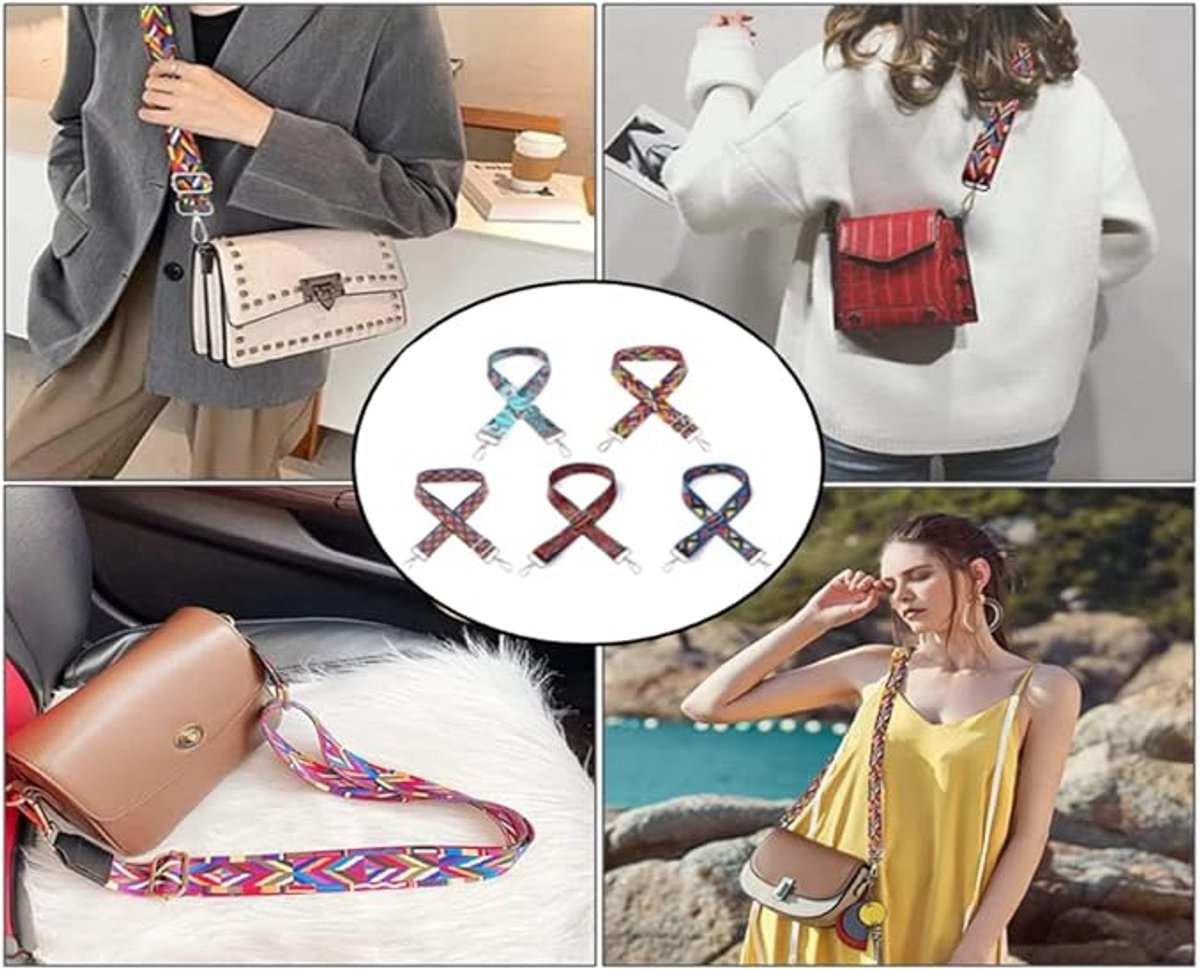 Bag Strap - 4-Piece Shoulder Strap - Adjustable Bag Strap - Bagstrap - Bag Strap - Colorful Ethnic Style Strap - shoulder strap for bag - Shoulder Strap - bag strap bag strap - Front Shoulder Strap Handbag Canvas Bags DIY Accessories Unisex