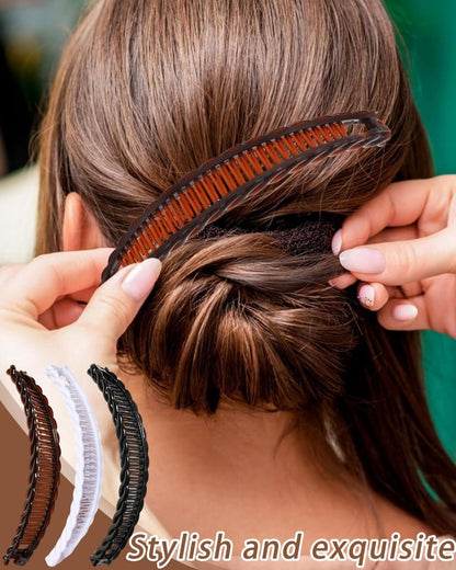 pieces - Banana clamp - Hair clip - Hair accessories - Hairpin - Banana hair clips - Ponytail clamp - Decorative ponytail clamp - Non-slip wearable hairpin - Hair clips for women - For women and girls with thin and thick hair - 15 cm - Black, white, brown