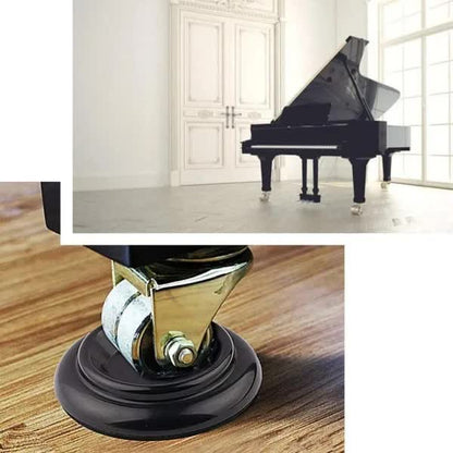 Hardwood Piano Mats with Foam Pads 4 pcs Black ABS Furniture Foot Protectors Compatible with Piano Wheels Solid Wheels