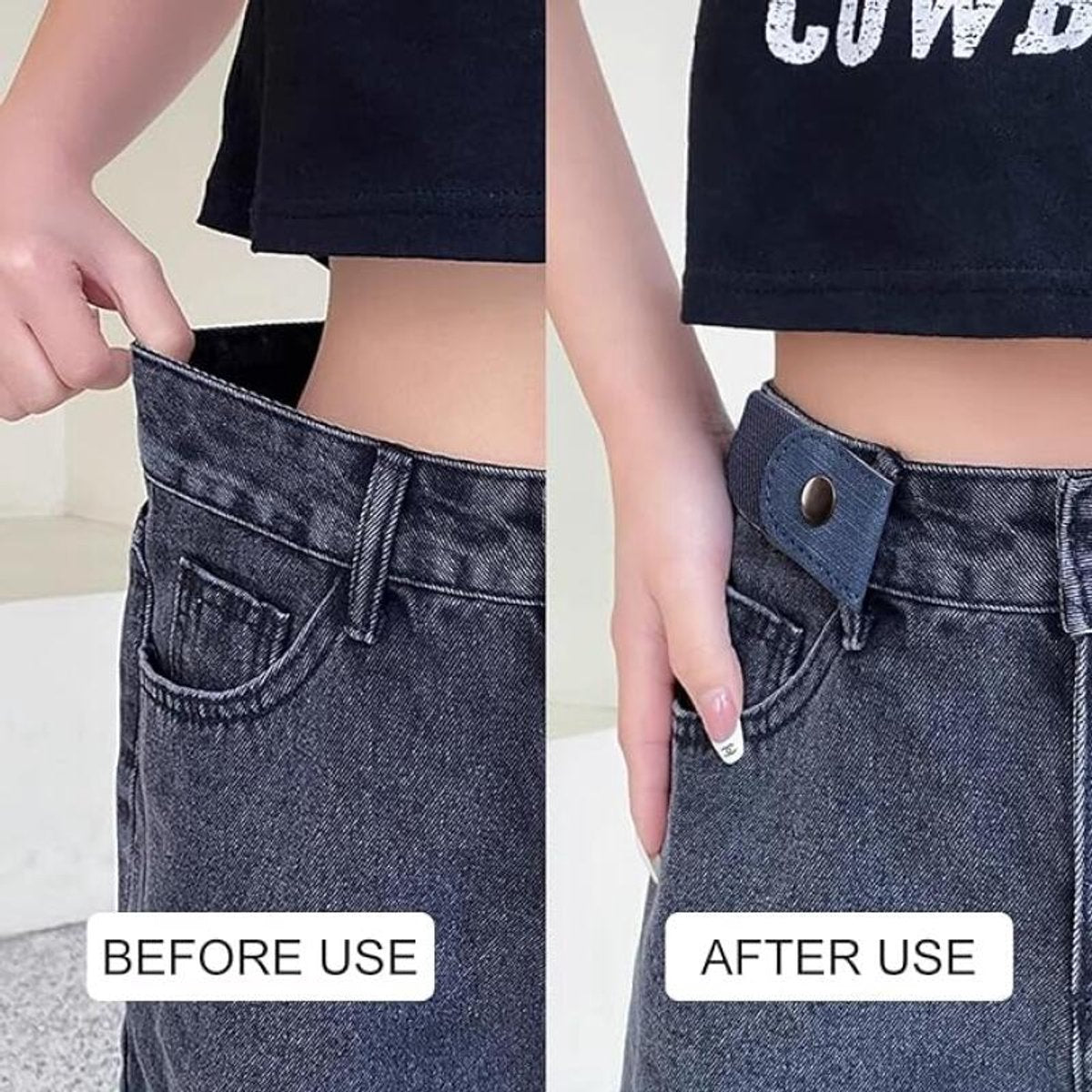 Buckle-Free Belt - 4 Pieces - Elastic Belt Without Buckle - PU - Buckle-Free & Elastic Belt for Women & Men - Buckle-Free Belt - Belt Without Holes - Suitable for Pants and Skirts - 3cm Wide - Black/White/Light Blue/Dark Blue