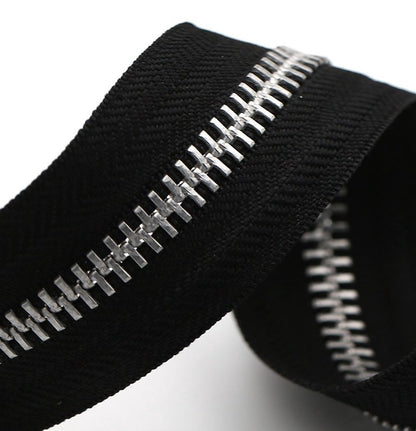 Zipper - Pack of 2 - Two-way zipper - Double slider - Divisible - Silver teeth - Black, silver - No. 5 70 cm - For jackets and coats