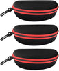 pieces - glasses case - glasses case - sunglasses accessories - Hard glasses case - sunglasses case - for women men - black/red - with plastic carabiner - Zipper - 17x8x6cm - EVA - wearable protection
