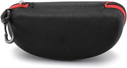 pieces - glasses case - glasses case - sunglasses accessories - Hard glasses case - sunglasses case - for women men - black/red - with plastic carabiner - Zipper - 17x8x6cm - EVA - wearable protection