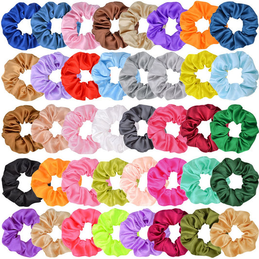 40 pieces silk hair scrunchies - satin hair elastics - hair scrunchies, hair ropes, scrunchies for women and girls, hair accessories - Scrunchies Velvet - Mega Pack Hair Accessory Hair Elastic Hair Bun
