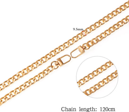 Pieces - Metal Chain - Chain - Bag Strap Chain - Bag Strap - Shoulder Strap - Handbag Strap - Bag Belt - Gold-colored, silver, black - 120cm*9.5mm - Metal