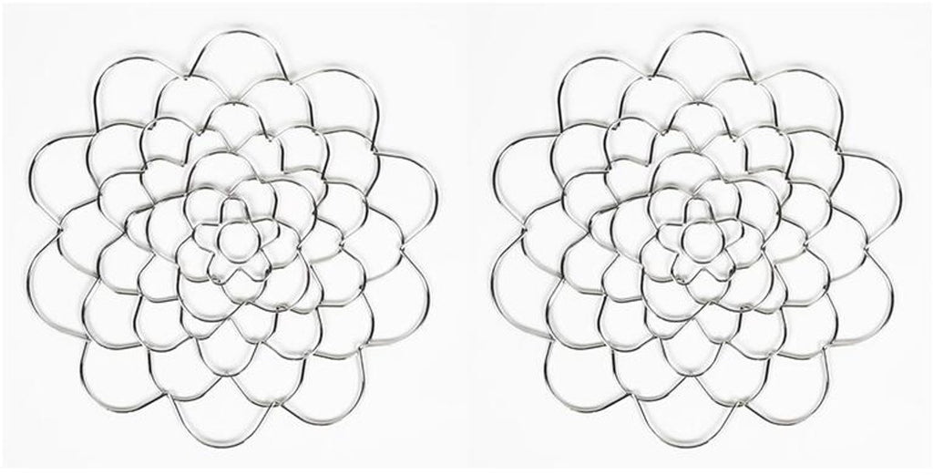 Flower Arrangement Holder Set - 2 Pieces - Flower Stand - Stainless Steel - Metal Wire Flower Arranger - Reusable - Flower Arranging Tool - Flower Grid Organizer - Suitable for Vases, Flower Stems and Bouquets - 15cm - Silver