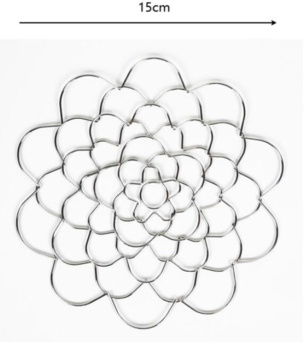 Flower Arrangement Holder Set - 2 Pieces - Flower Stand - Stainless Steel - Metal Wire Flower Arranger - Reusable - Flower Arranging Tool - Flower Grid Organizer - Suitable for Vases, Flower Stems and Bouquets - 15cm - Silver