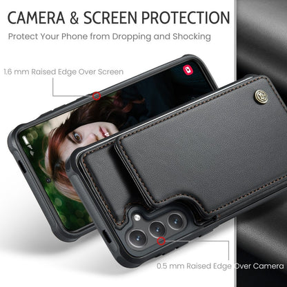 Compatible with Samsung Galaxy S25 Case with RFID Protection and Stand in Black