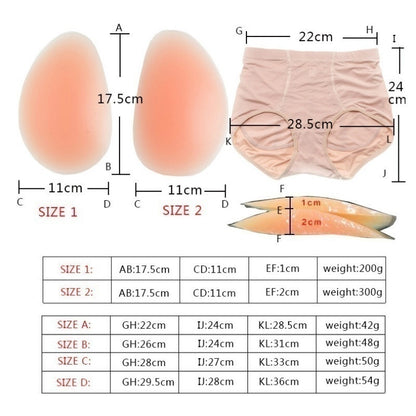 Silicone Buttock Enhancer Hip Lift Panty Black Size M