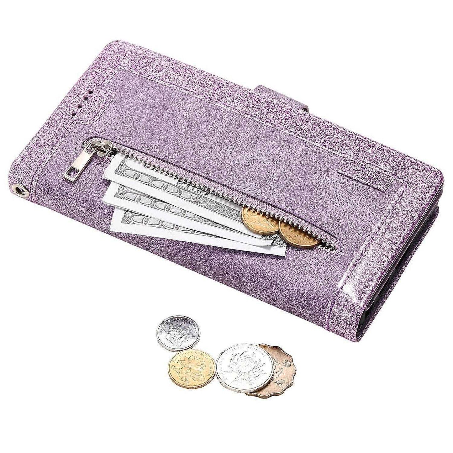 Compatible with Samsung Galaxy S25 Ultra Case PU Leather Wallet Cover with Zipper and 9 Card Slots