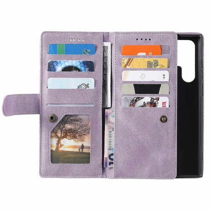 Compatible with Samsung Galaxy S25 Ultra Case PU Leather Wallet Cover with Zipper and 9 Card Slots