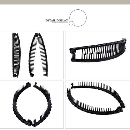 4pcs Banana Clips for Thick Hair, Vintage Fishbone Hair Clips Hair Accessories Compatible with Curly Hair