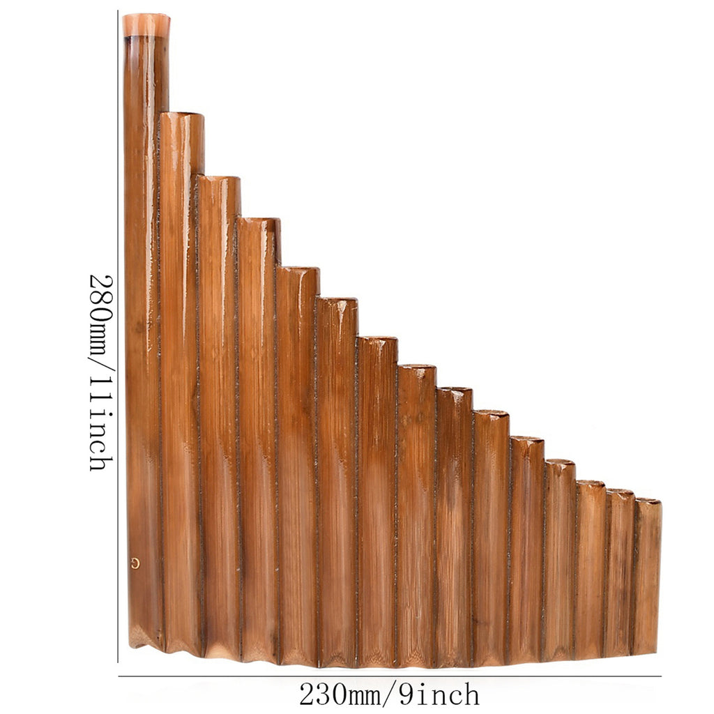 Handmade 15-Pipe Bamboo Pan Flute Natural Woodwind Instrument G-Tone