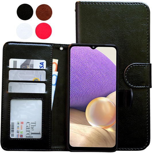 Compatible with Samsung Galaxy A32 5G Leather Case Black Protective Cover