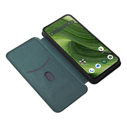 Fairphone 6 Case with Carbon Fiber Texture, Drop-Proof PU Leather Phone Cover Green, Compatible with Fairphone 6